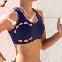 woman in bra with bra cups illustrated